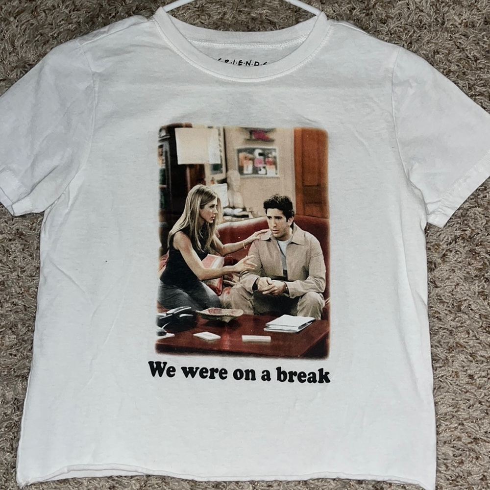 White Friends cropped t-shirt, Size X-Small never worn